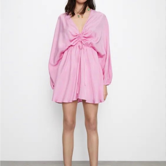 bubble gum pink dress zara A $60 Pink Zara Satin Slip Dress Is Taking Over TikTok